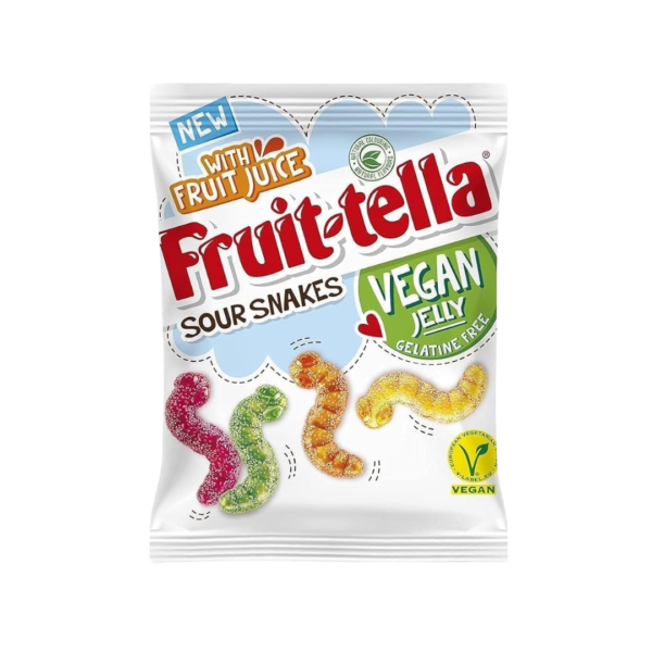 Fruit tella vegan jellies sour snakes 150 grm